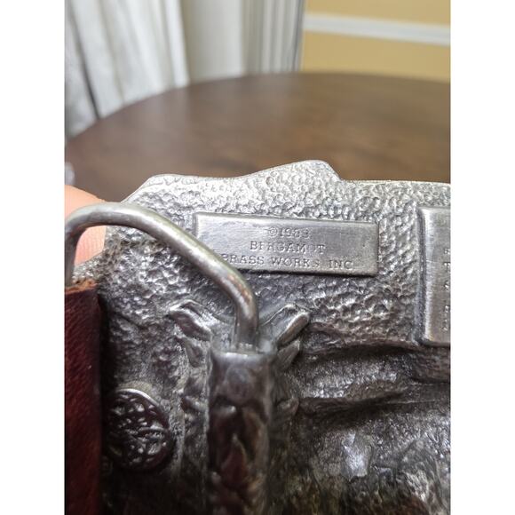 1983 Bergamot Brass Works BOWHUNTING Belt Buckle Enameled 3.25" x 2.5" With Belt - Picture 5 of 16